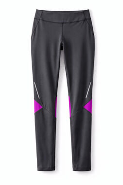 Hind Gray Purple Athletic Running Leggings Zip Pocket Stretch Training Pants M